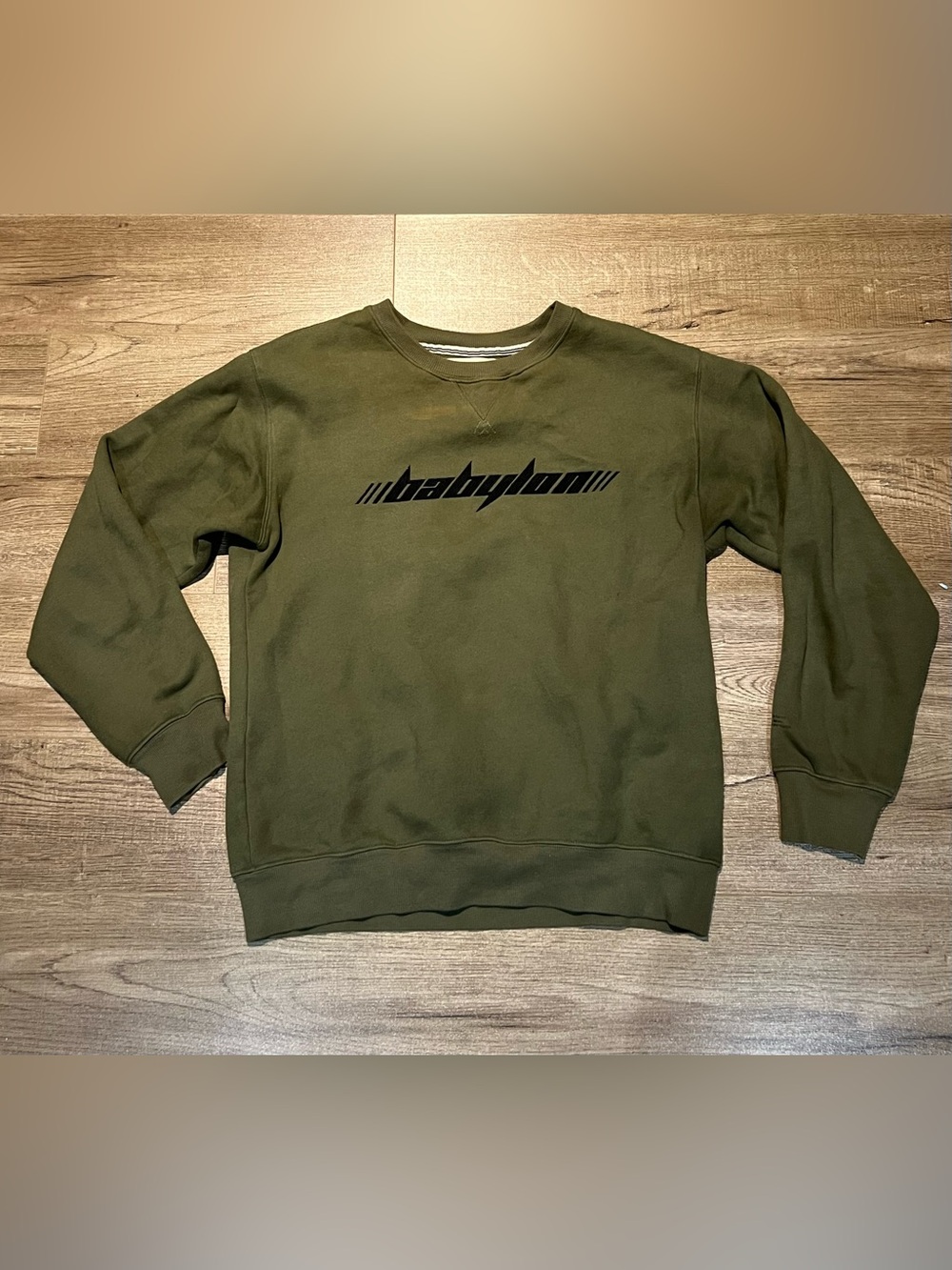TNA Olive Green Crewneck with Black Babylon Logo